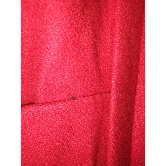 Vintage Basile Red Wool Coat Black Accents Long Womens Large - Picture 11 of 12